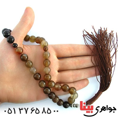 تسبیح عقیق قهوه ای 33 دانه ای خوشرنگ و درشت _کد:10114