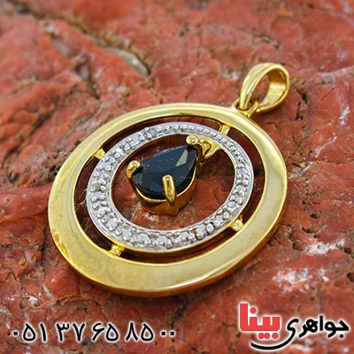 گردنبند یاقوت کبود زنانه مانی ایتالیایی مدل پاندولی _کد:10115