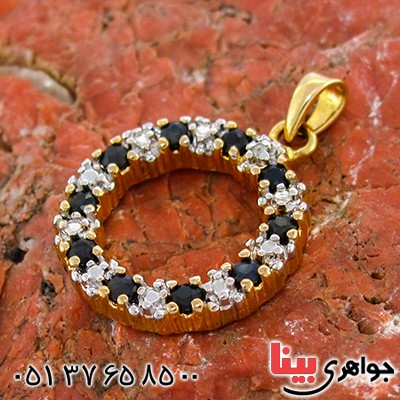 گردنبند یاقوت کبود زنانه مانی ایتالیایی مدل گلریز دایره ای _کد:10117