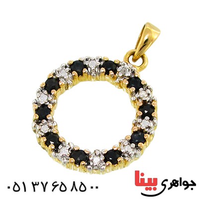 گردنبند یاقوت کبود زنانه مانی ایتالیایی مدل گلریز دایره ای _کد:10117
