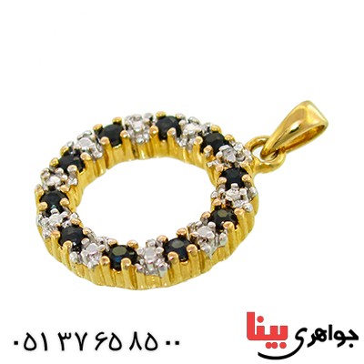 گردنبند یاقوت کبود زنانه مانی ایتالیایی مدل گلریز دایره ای _کد:10117