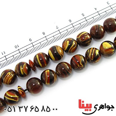 تسبیح سندلوس کهربایی 33 دانه ای با عطر حرم مطهر _کد:10120