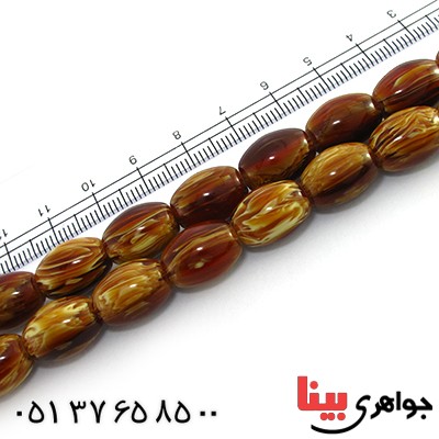 تسبیح سندلوس کهربایی 33 دانه ای هلی درشت با عطر حرم مطهر _کد:10127