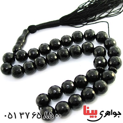 تسبیح عقیق سیاه (اونیکس) 33 دانه ای تراش دار درشت _کد:10130