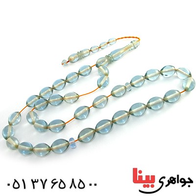 تسبیح سندلوس آبی شفاف 33 دانه ای درشت _کد:10132