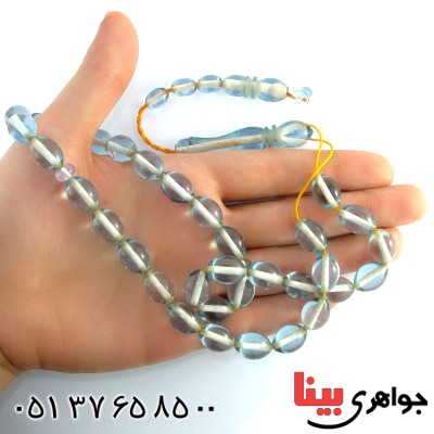 تسبیح سندلوس آبی شفاف 33 دانه ای درشت _کد:10132