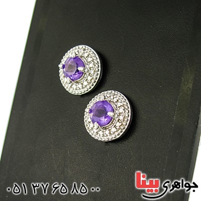 گوشواره آمتیست زنانه مانی ایتالیایی مدل شهره _کد:10136