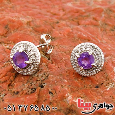 گوشواره آمتیست زنانه مانی ایتالیایی مدل شهره _کد:10136