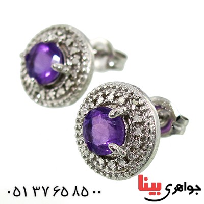 گوشواره آمتیست زنانه مانی ایتالیایی مدل شهره _کد:10136