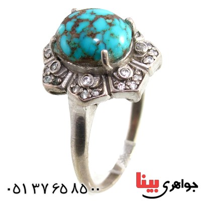 انگشتر فیروزه نیشابوری شجری عالی زنانه _کد:10142