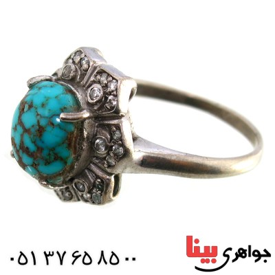 انگشتر فیروزه نیشابوری شجری عالی زنانه _کد:10142