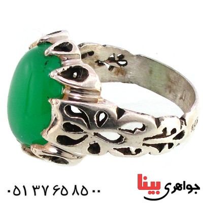 انگشتر عقیق سبز خراسانی مردانه درشت _کد:10146