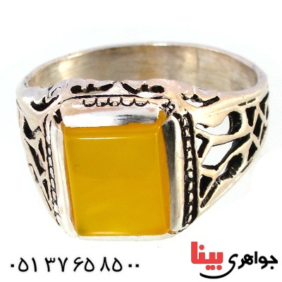 انگشتر عقیق شرف الشمس مردانه مدل کلاسیک _کد:10152
