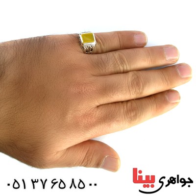 انگشتر عقیق شرف الشمس مردانه مدل کلاسیک _کد:10152