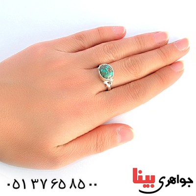 انگشتر فیروزه نیشابوری شجری دور ساده _کد:10158