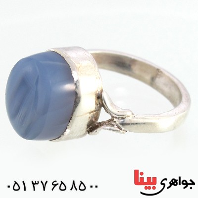 انگشتر عقیق سلیمانی کبود مردانه دور ساده _کد:10161