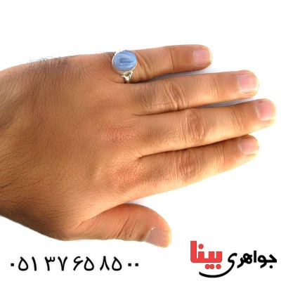 انگشتر عقیق سلیمانی کبود مردانه دور ساده _کد:10161