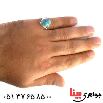 انگشتر فیروزه نیشابوری شجری مردانه درشت سنتی _کد:10166