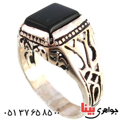 انگشتر عقیق سیاه (اونیکس) مردانه مدل کلاسیک _کد:10169