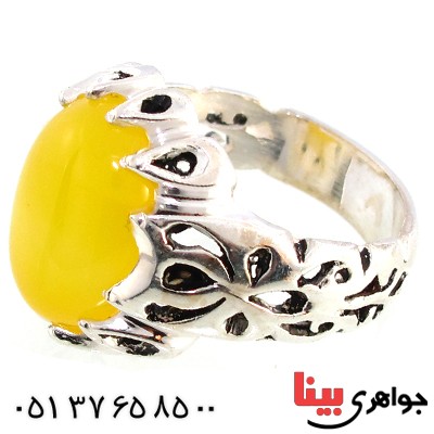 انگشتر عقیق شرف الشمس مردانه درشت مدل دور اشکی _کد:10174