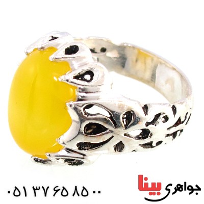انگشتر عقیق شرف الشمس مردانه درشت مدل دور اشکی _کد:10174
