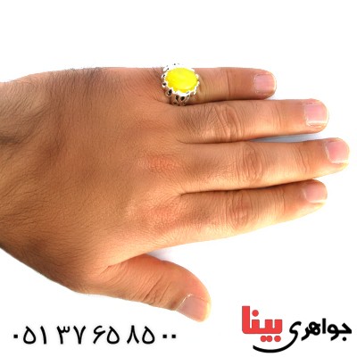 انگشتر عقیق شرف الشمس مردانه درشت مدل دور اشکی _کد:10174