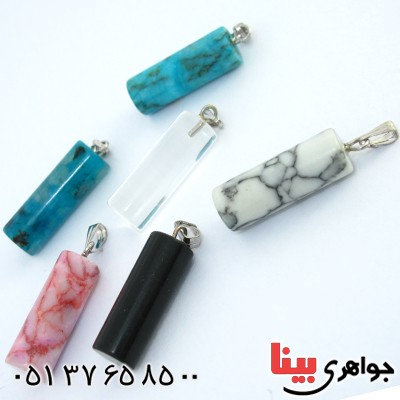 گردنبند چند جواهر استوانه ای پکیج سنگ درمانی _کد:10184