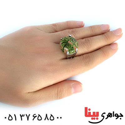 نگین انگشتر عقیق خزه ای خوش نقش منحصر به فرد _کد:10187