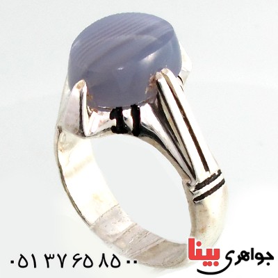 انگشتر عقیق سلیمانی کبود مردانه چهار چنگ _کد:10196