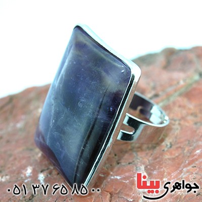 نگین انگشتر آمتیست درشت مستطیلی خوش نقش _کد:10199