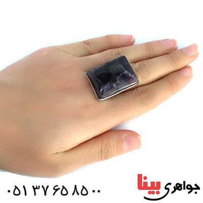 نگین انگشتر آمتیست درشت مستطیلی خوش نقش _کد:10199