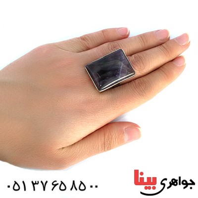 نگین انگشتر آمتیست درشت مستطیلی خوشرنگ _کد:10202
