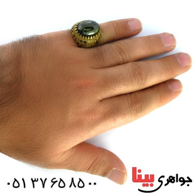 انگشتر مردانه درشت با نگین هفت رنگ _کد:10203