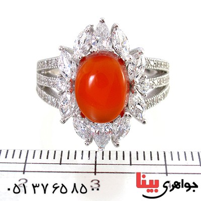 انگشتر عقیق یمنی زنانه درشت دور جواهری _کد:10206
