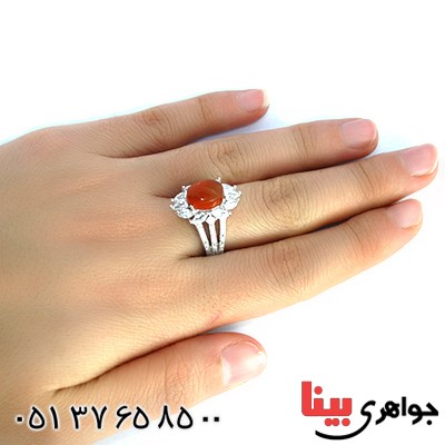 انگشتر عقیق یمنی زنانه درشت دور جواهری _کد:10206