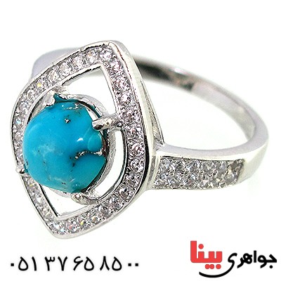 انگشتر فیروزه نیشابوری زنانه مدل چشم _کد:10207