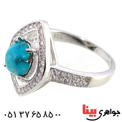 انگشتر فیروزه نیشابوری زنانه مدل چشم _کد:10207