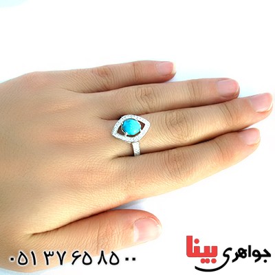 انگشتر فیروزه نیشابوری زنانه مدل چشم _کد:10207