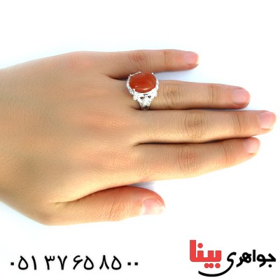 انگشتر عقیق یمنی زنانه درشت درخشان _کد:10208