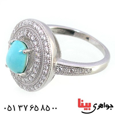 انگشتر فیروزه نیشابوری عجمی زنانه درشت مدل تابان _کد:10213