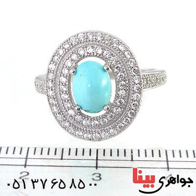 انگشتر فیروزه نیشابوری عجمی زنانه درشت مدل تابان _کد:10213