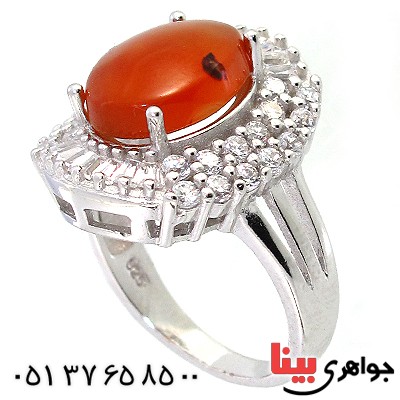 انگشتر عقیق یمنی زنانه درشت مدل مهتاج _کد:10214