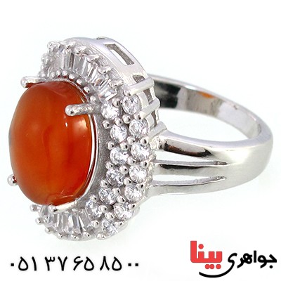 انگشتر عقیق یمنی زنانه درشت مدل مهتاج _کد:10214