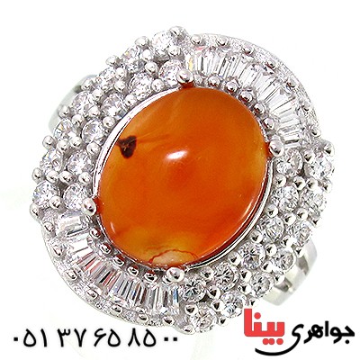 انگشتر عقیق یمنی زنانه درشت مدل مهتاج _کد:10214