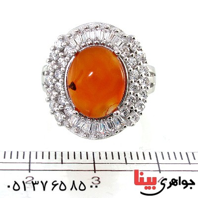 انگشتر عقیق یمنی زنانه درشت مدل مهتاج _کد:10214