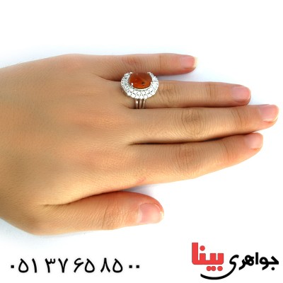 انگشتر عقیق یمنی زنانه درشت مدل مهتاج _کد:10214