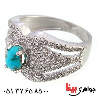 انگشتر فیروزه نیشابوری زنانه درشت مدل مهسیما _کد:10215