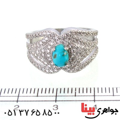 انگشتر فیروزه نیشابوری زنانه درشت مدل مهسیما _کد:10215