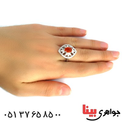 انگشتر عقیق یمنی زنانه درشت مدل ملکه _کد:10217