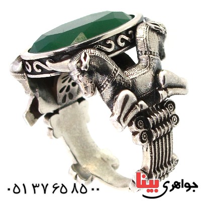 انگشتر جید سبز مردانه سنگین ایران باستان _کد:10220